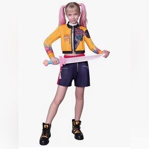 Colorful Anime-Inspired Rumi Mira Cosplay Costume. Sword not included